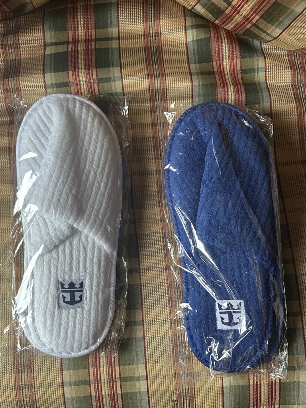 2 pairs of Royal Caribbean Blue & White Spa Slippers with Logo